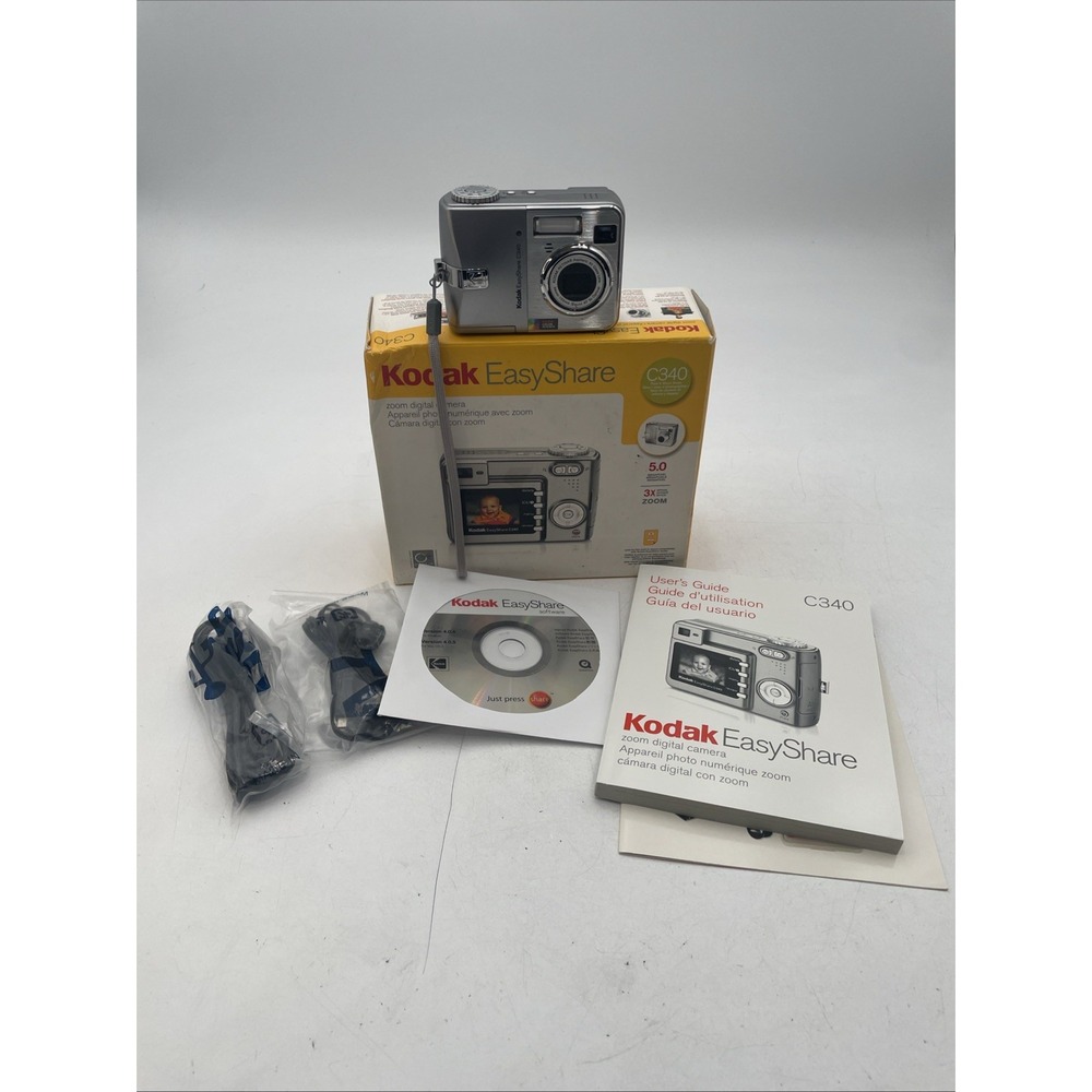 Kodak EasyShare C340 Digital Camera 5.0MP 3X  Zoom+Battery+CD+SD+Manual -Tested